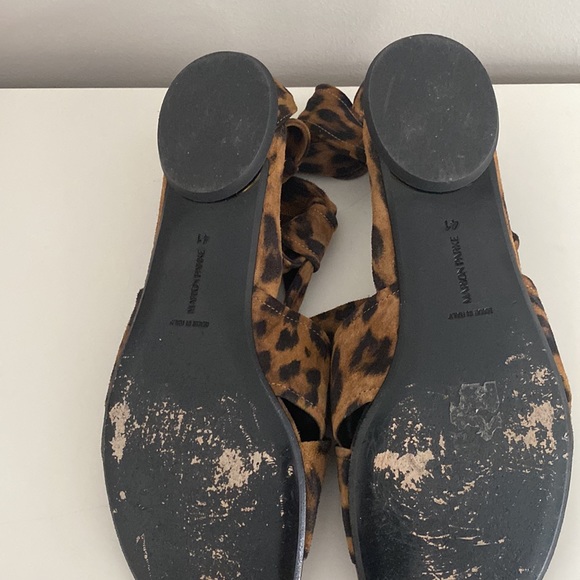 Marion Parke Italian Suede Ankle tie sandal in leopard. Size 10 - Picture 4 of 7